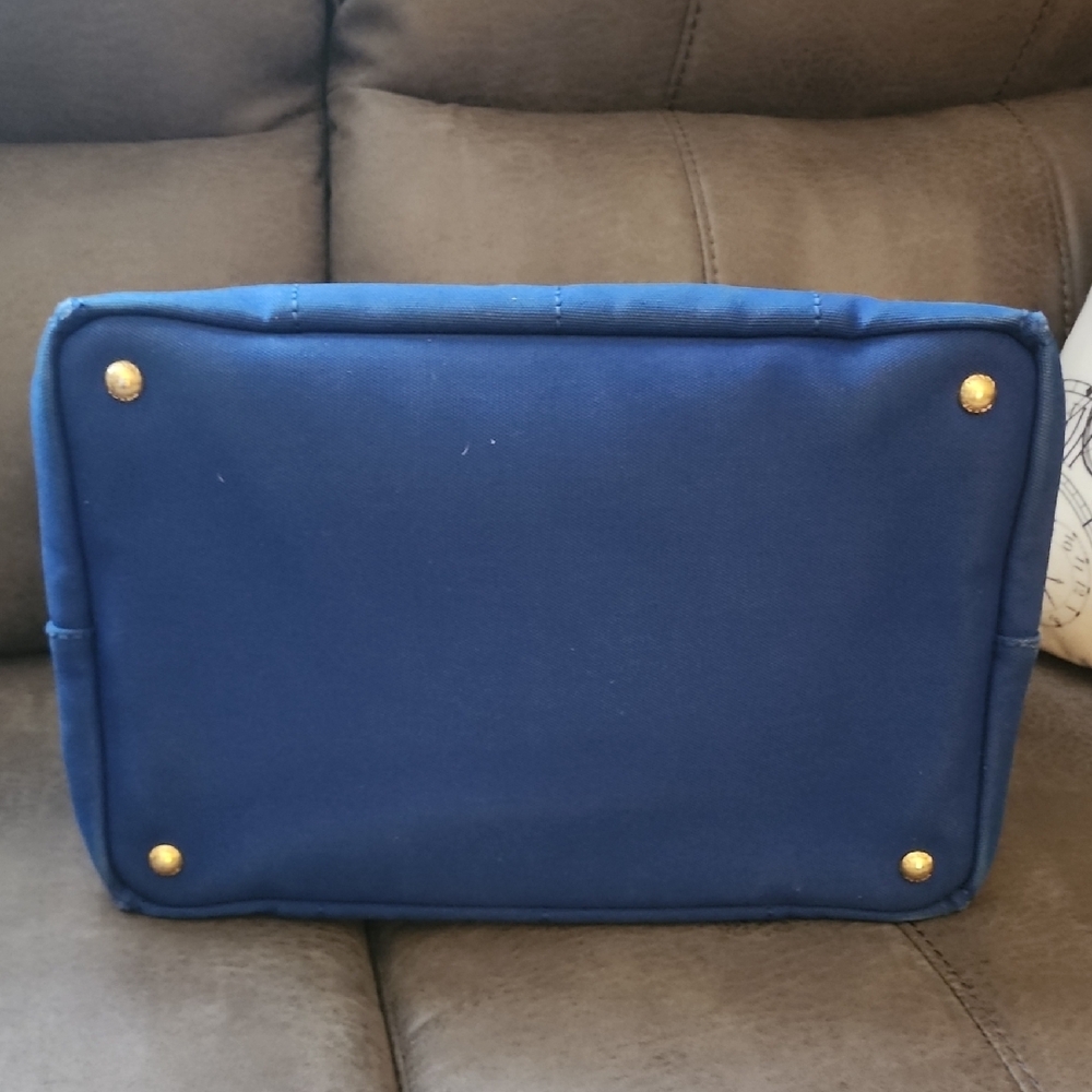 Authentic Prada Milano Royal Blue Canvas Tote Bag With Card And Strap - Picture 3 of 9